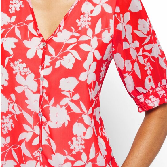 WEST KEI Smocked Sleeve Blouse - Picture 1 of 5